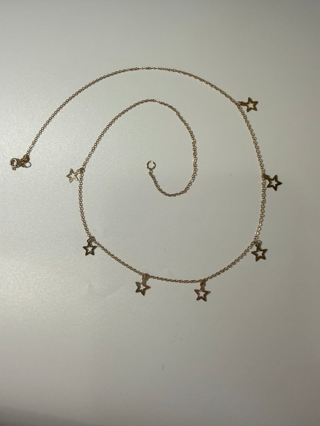 18K Gold Dangling Star Necklace – 18”