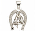 925 Sterling Silver Horse Head & Horseshoe Pendant – Medium