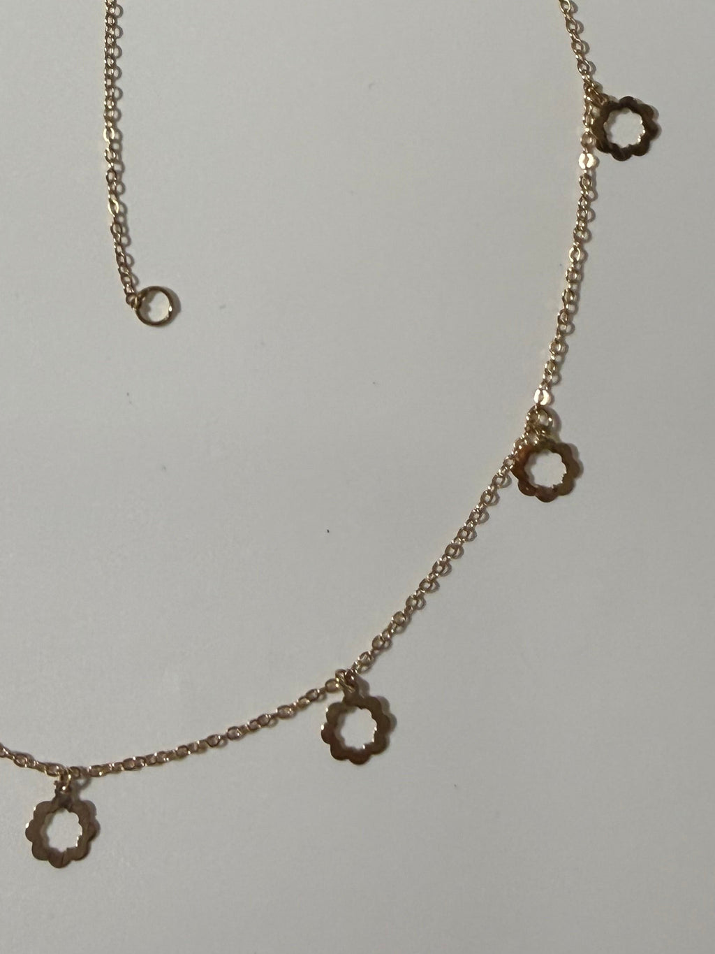 18K Gold Floral Charm Necklace – 18”