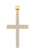 14K Gold Iced Cross Pendant – 1.5”