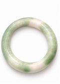 Natural Grade A Jade Bangle – White & Light Green – Medium