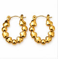Stainless Steel Gold Heart Hoop Earrings – Medium