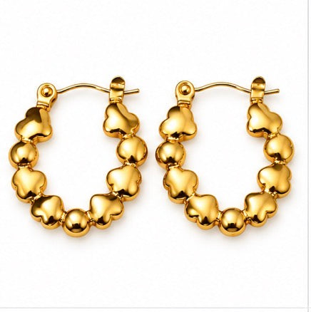 Stainless Steel Gold Heart Hoop Earrings – Medium