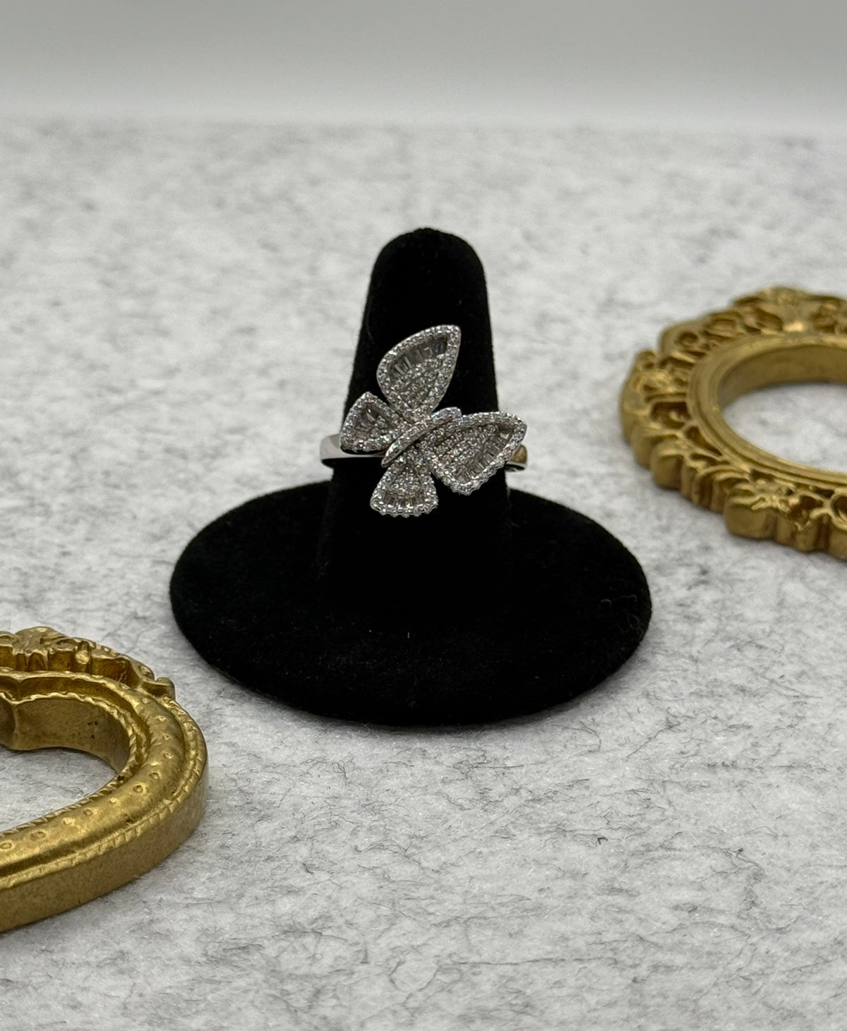 925 Sterling Silver CZ Butterfly Statement Ring – Adjustable