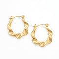 Stainless Steel Gold Wavy Hoop Earrings – Medium