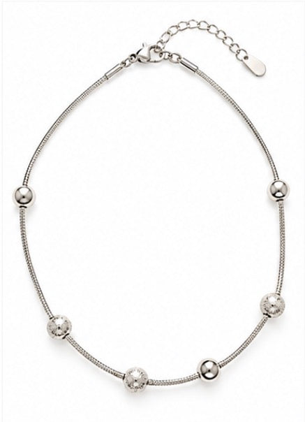 925 Sterling Silver Minimalist Station Bead Anklet – Adjustable