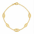 10K Yellow Gold Geometric Oval Link Anklet – 9” + 1” Adjustable