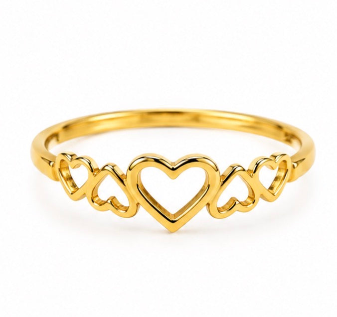 10K Gold Open Heart Band Ring – Size 7