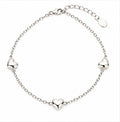925 Sterling Silver Mini Heart Station Bracelet - 7"