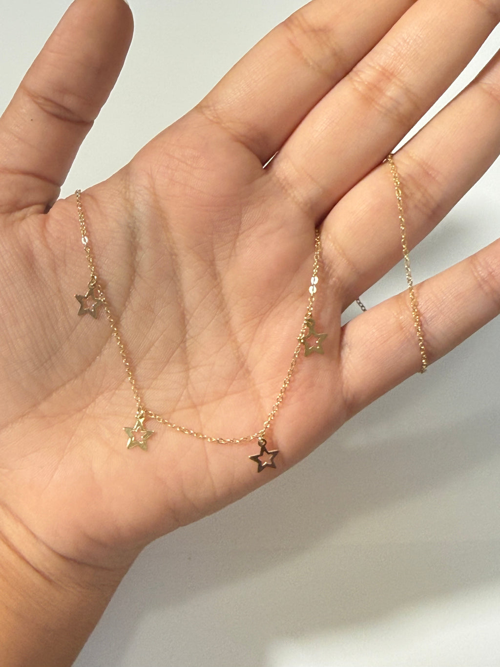 18K Gold Dangling Star Necklace – 18”