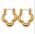 Stainless Steel Gold Clover Hoop Earrings – Medium