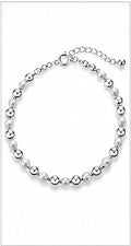 925 Sterling Silver Alternating Beaded Chain Anklet