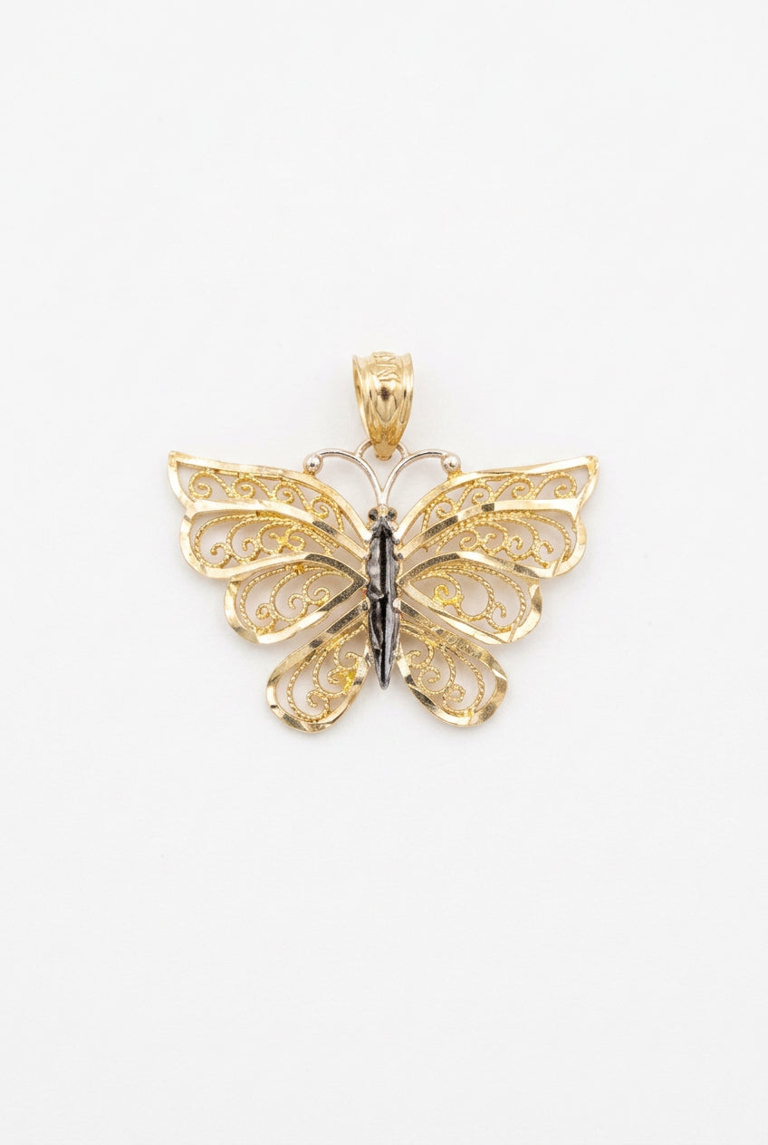 10K Gold Filigree Butterfly Pendant