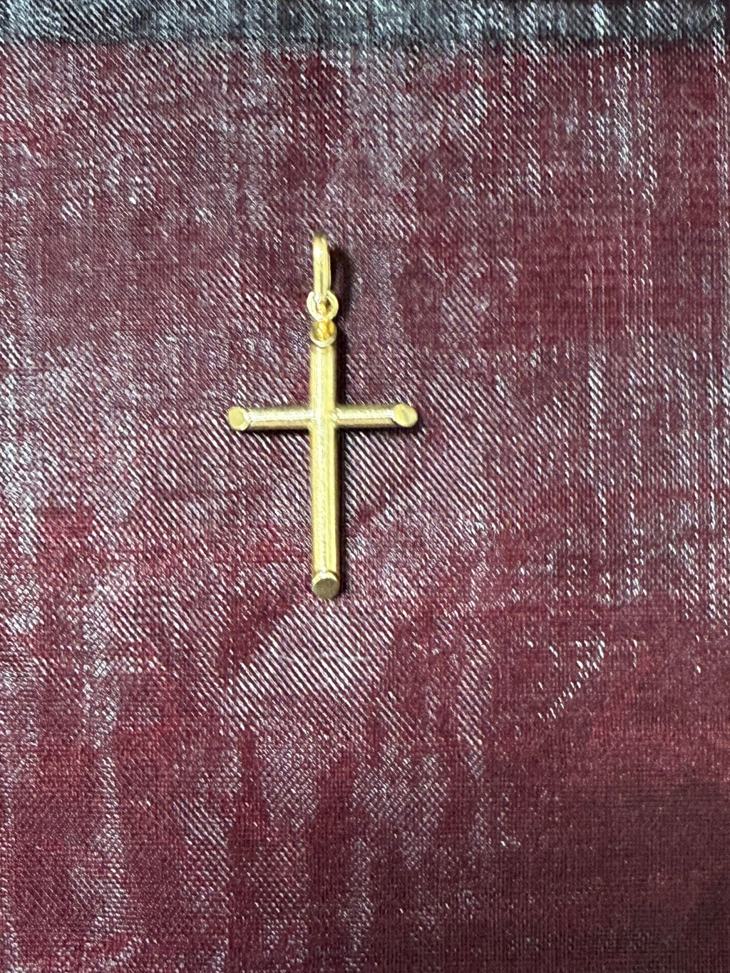 10K Gold Minimalist Tube Cross Pendant – 1”