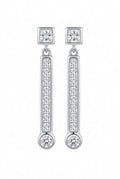 925 Sterling Silver Clear Stone Bar Drop Earrings
