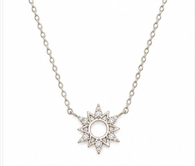 925 Sterling Silver North Star Necklace – 18"