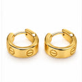 Gold Stainless Steel Screw Design Huggie Hoop Earrings