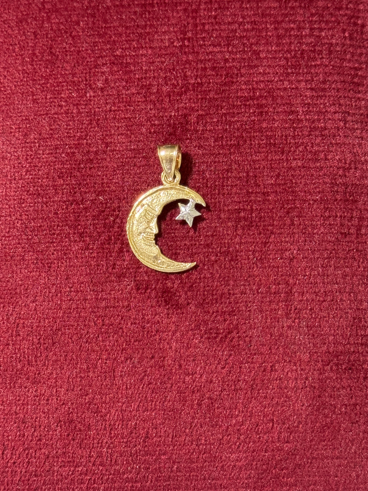 10K Two-Tone Moon & Star Pendant