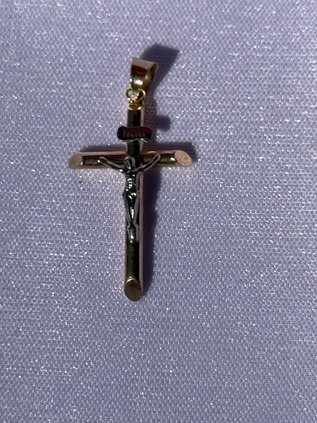 10K Gold Two-Tone Crucifix Pendant – 1.3”