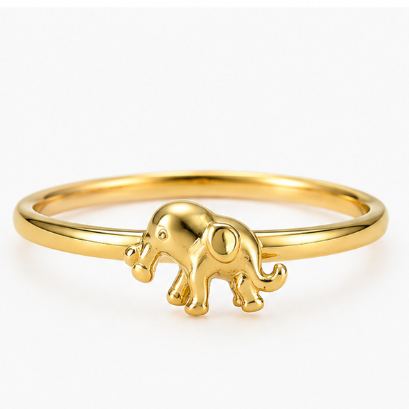 10K Yellow Gold Elephant Ring – Size 6