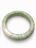Natural Jade Bangle – Pale Sage Green & White Marbled – Large
