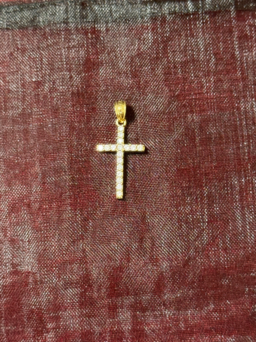 10K Gold CZ Cross Pendant – Small