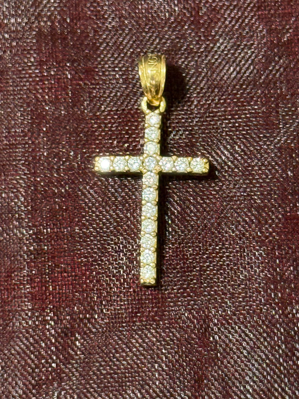 10K Gold CZ Cross Pendant – Small