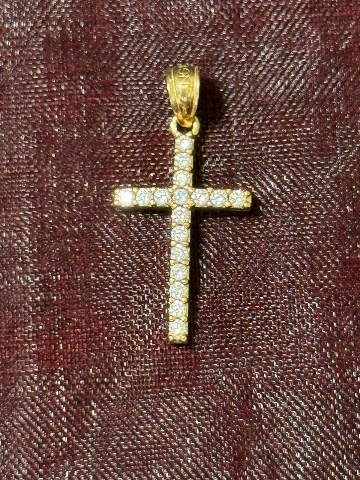 10K Gold CZ Cross Pendant – Small