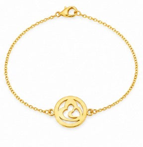18K Yellow Gold Interlocking Hearts Circle Bracelet – 7.5”