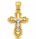 10K Gold Vintage-Style Two-Tone Cross Pendant