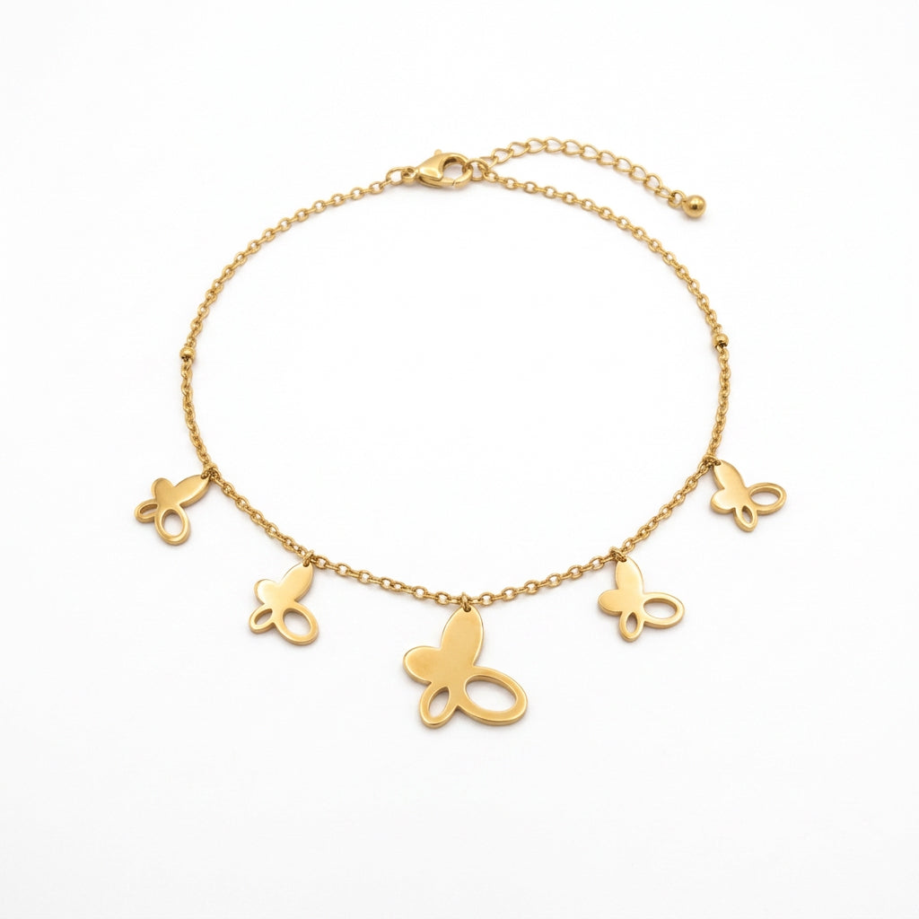 Stainless Steel Butterfly Charm Anklet