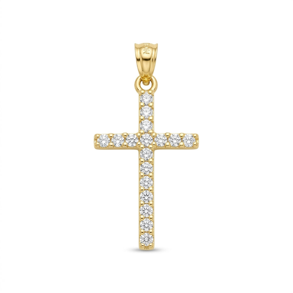 10K Gold CZ Cross Pendant – Small