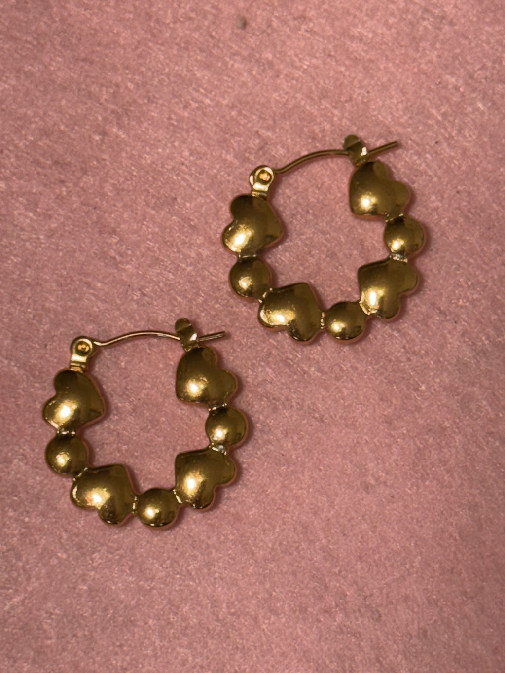 Stainless Steel Gold Heart Hoop Earrings – Medium