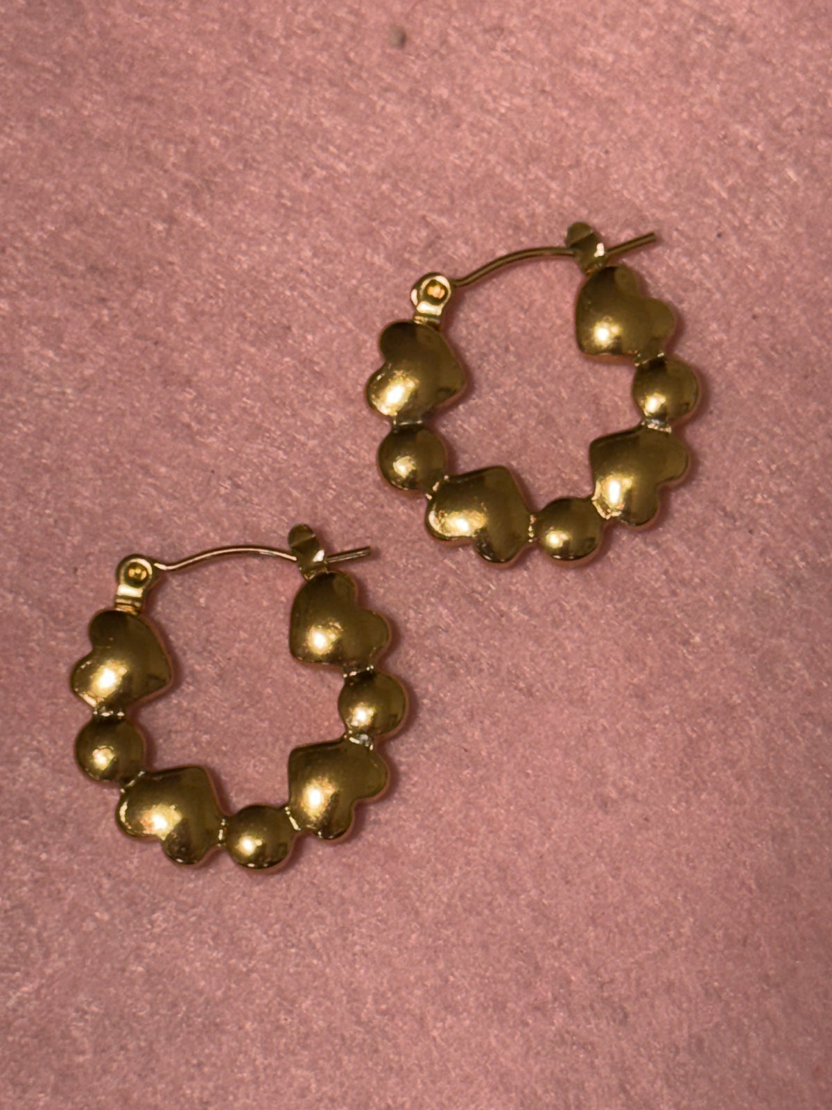 Stainless Steel Gold Heart Hoop Earrings – Medium