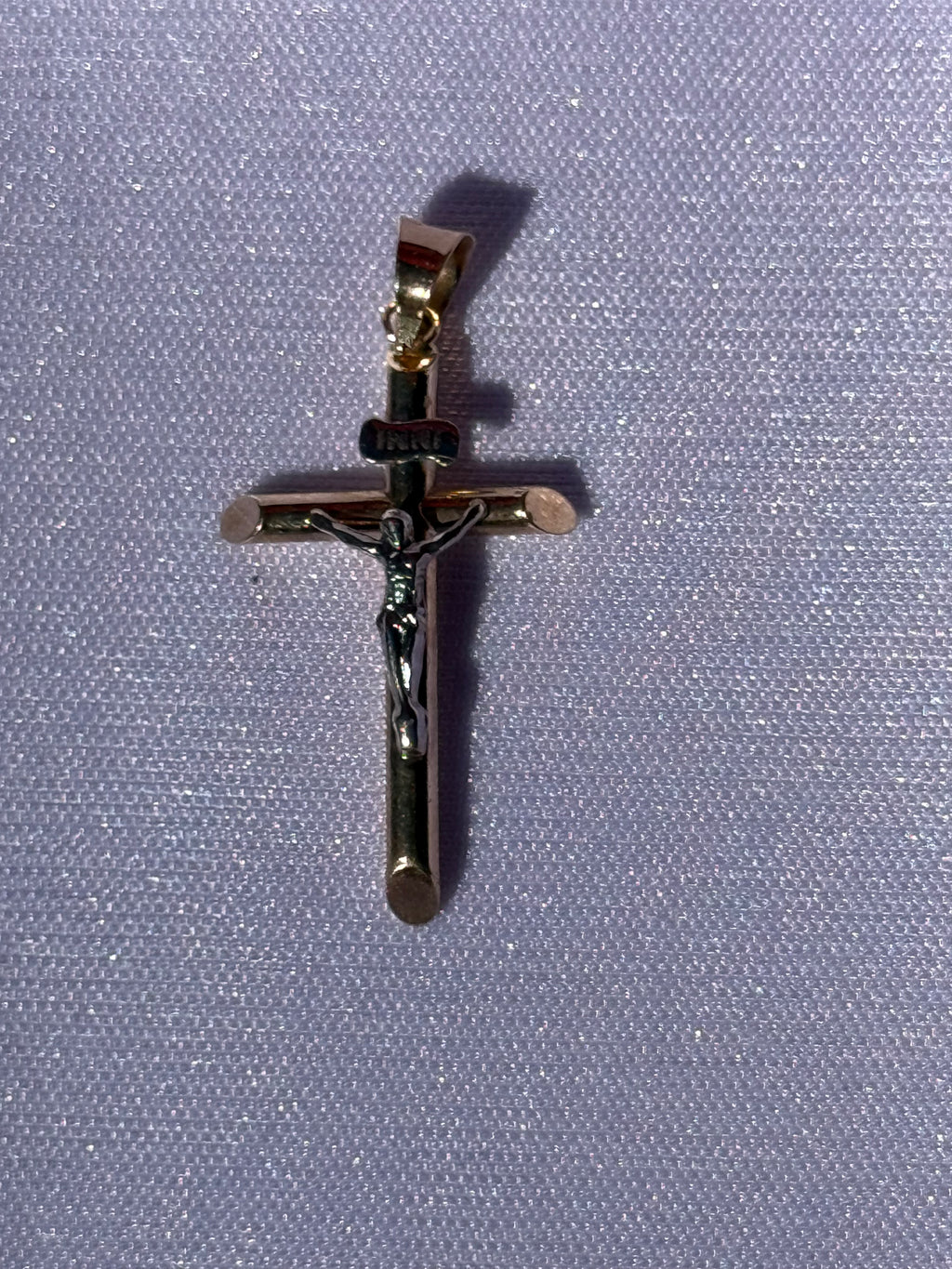 10K Gold Two-Tone Crucifix Pendant – 1.3”