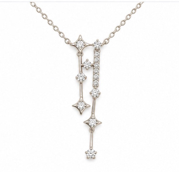 925 Sterling Silver Celestial Star Dangle Necklace – 18"