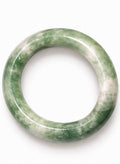 Natural Grade A Jade Bangle – Moss Green & White Marbled – Small