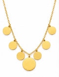 Gold Stainless Steel Multi-Disc Charm Necklace – 18"