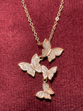 925 Sterling Silver Sparkling Four Butterfly Necklace – 18”