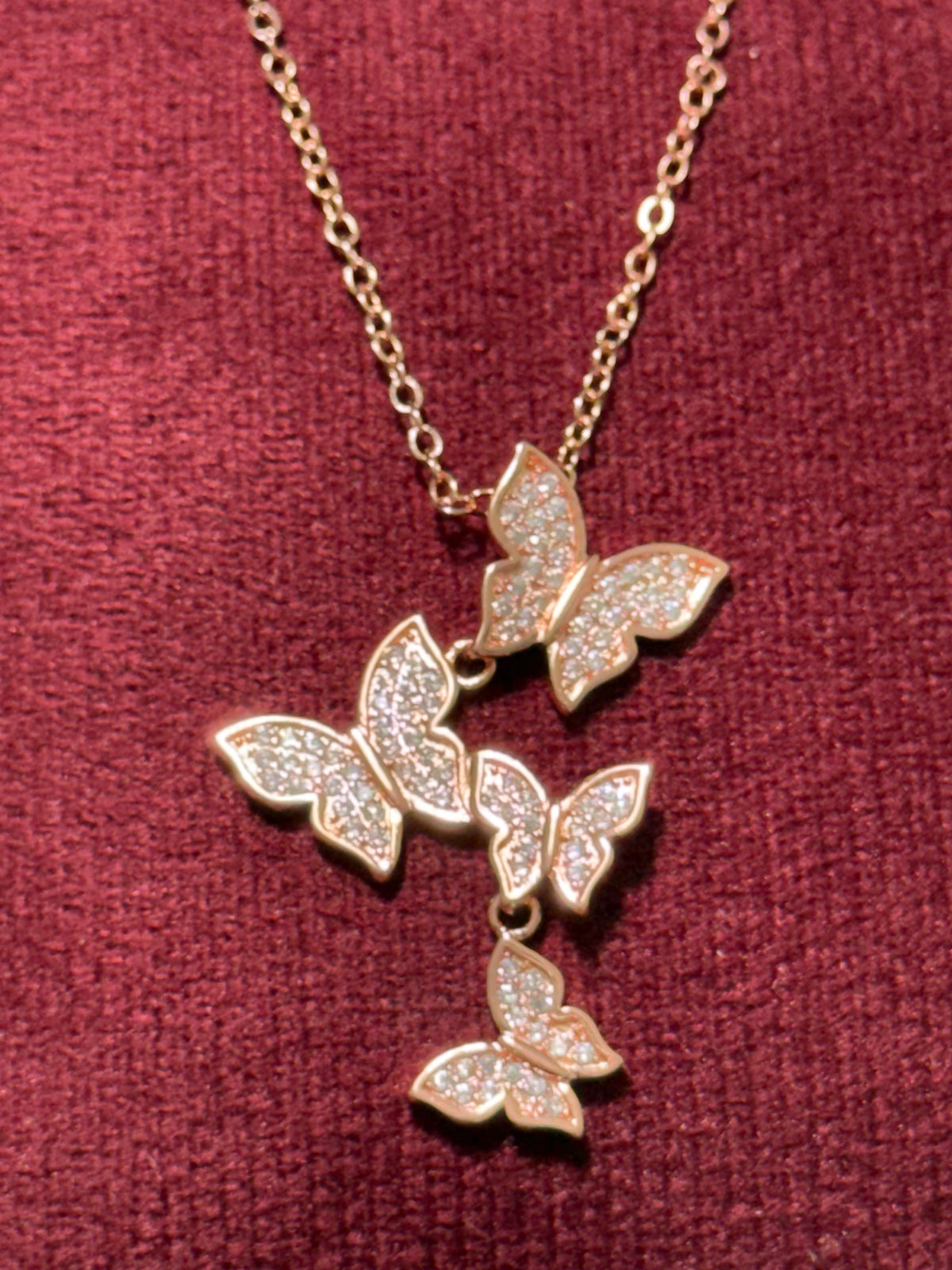 925 Sterling Silver Sparkling Four Butterfly Necklace – 18”