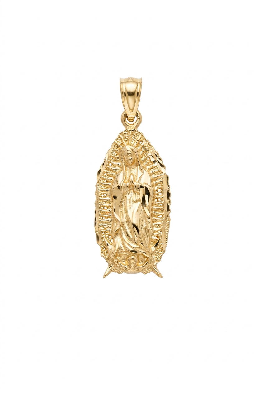 10K Gold Our Lady of Guadalupe Pendant – 0.75”