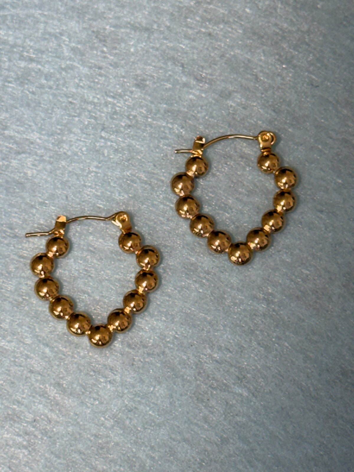 Stainless Steel Gold Beaded Hoop Earrings – Medium