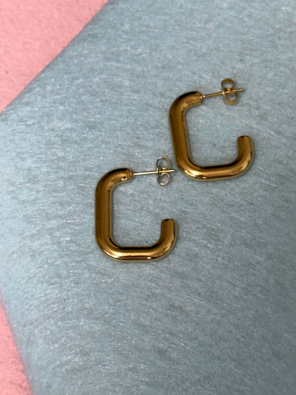 Stainless Steel Gold J-Hoop Earrings – Medium