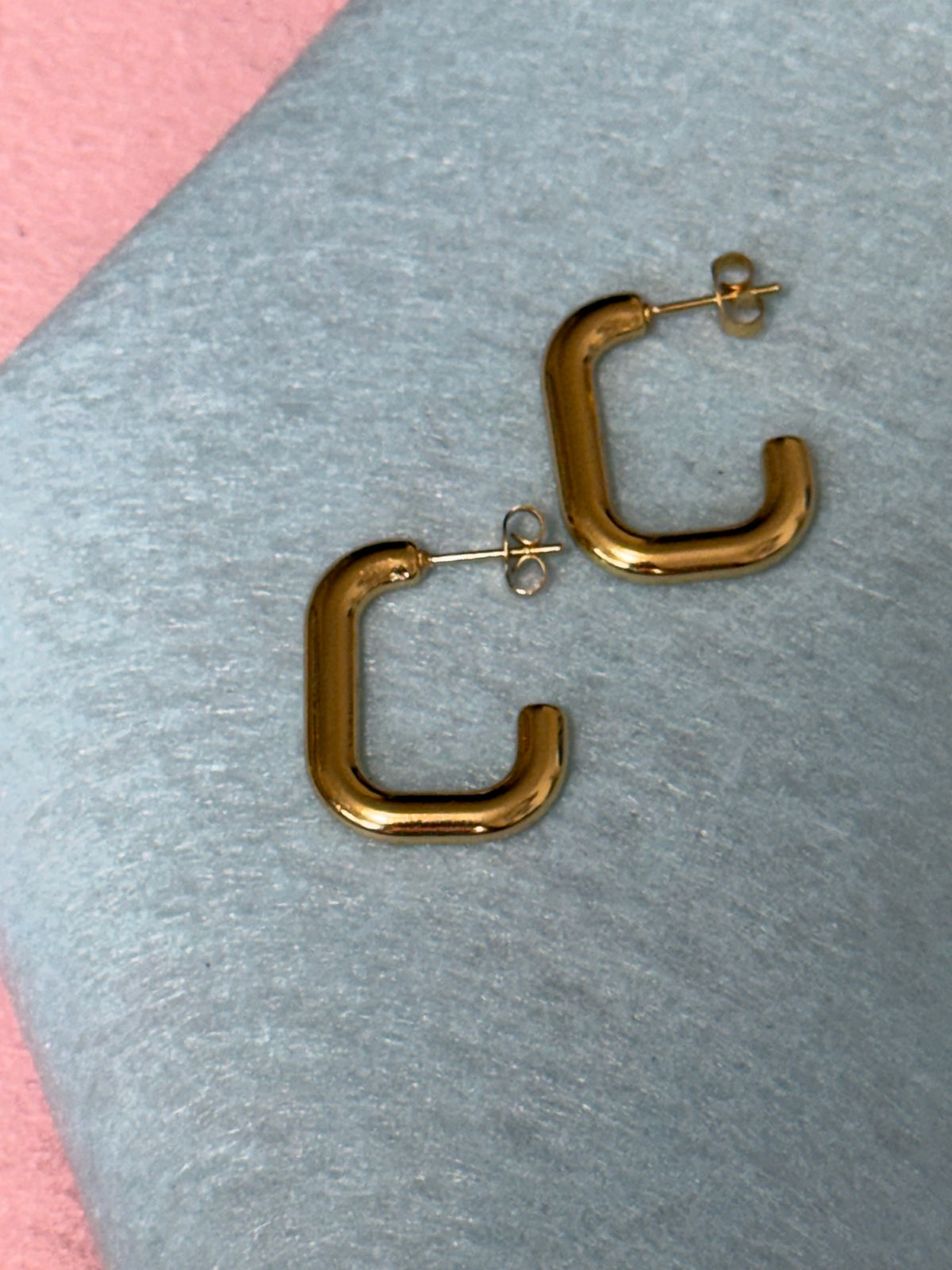 Stainless Steel Gold J-Hoop Earrings – Medium
