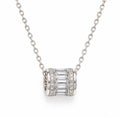 925 Sterling Silver Baguette CZ Barrel Necklace - 18"