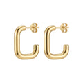 Stainless Steel Gold J-Hoop Earrings – Medium