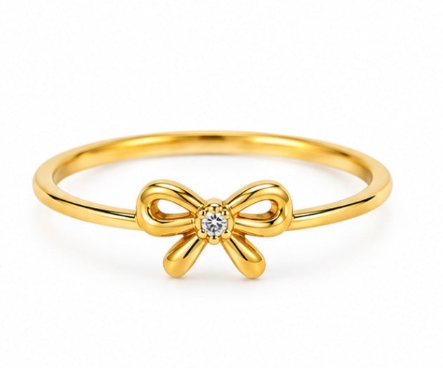 10K Gold Mini Bow Ring – Size 7