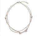 925 Sterling Silver Double-Layered Star & Bead Anklet – Adjustable