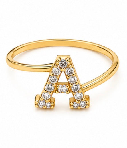 10K Gold CZ Initial A Ring – Size 7.5
