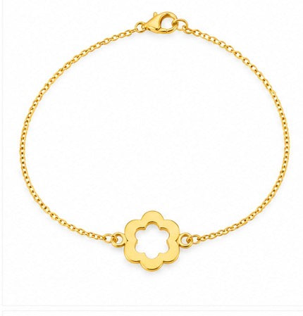 8K Yellow Gold Open Flower Bracelet – 7”